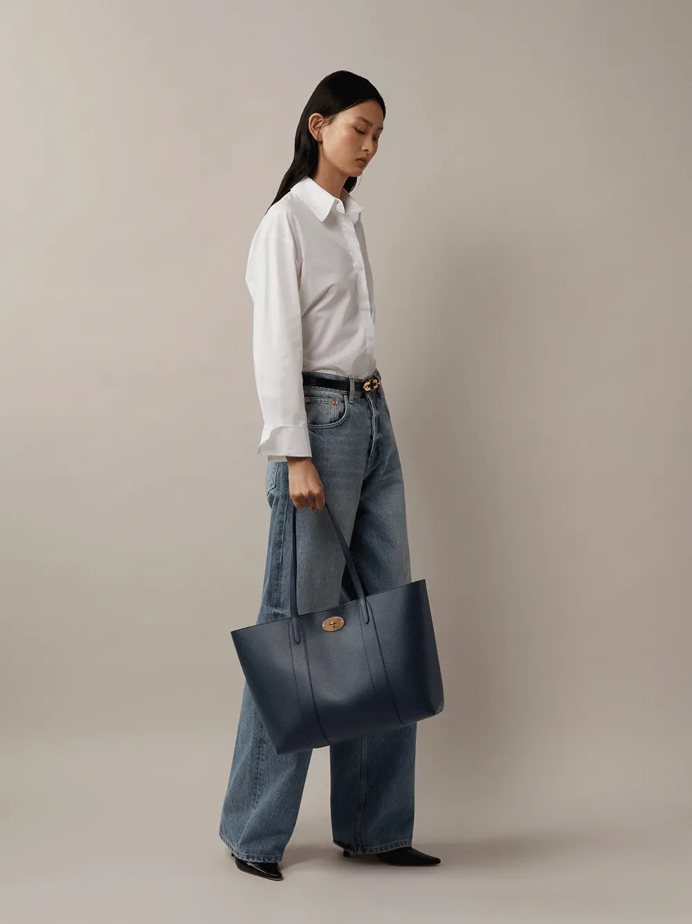 Bayswater Tote Night Sky & Poplin Blue Small Classic Grain with Contrast
