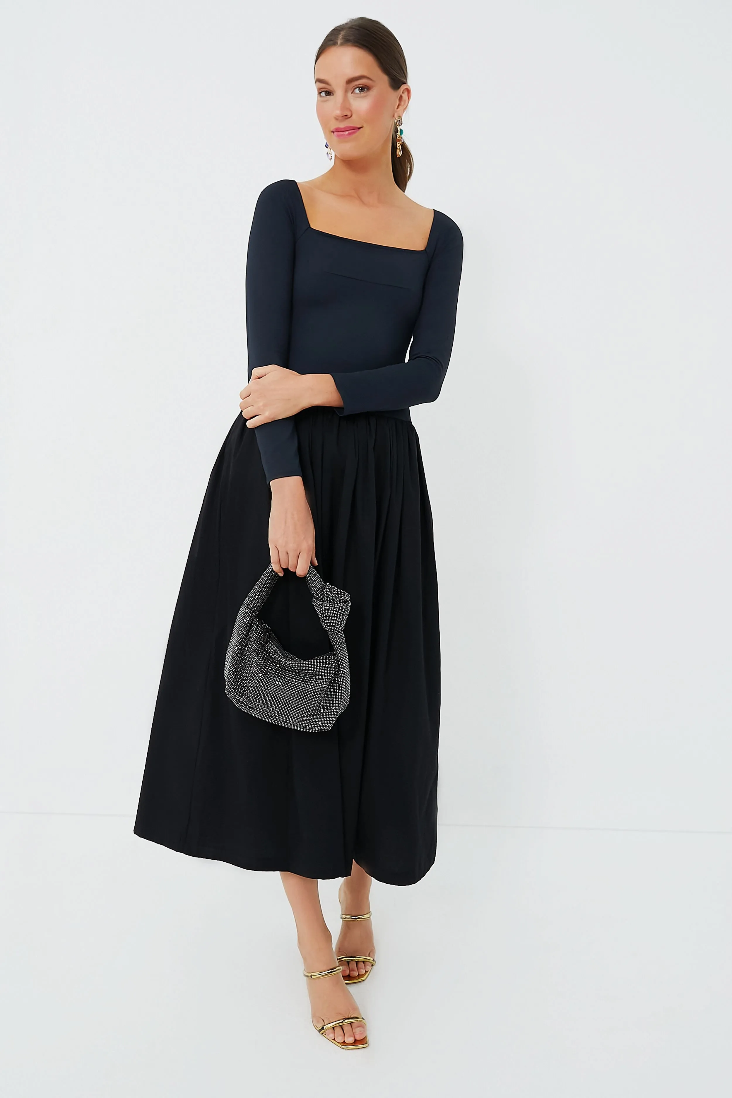 Black Polly Crystal Shoulder Bag