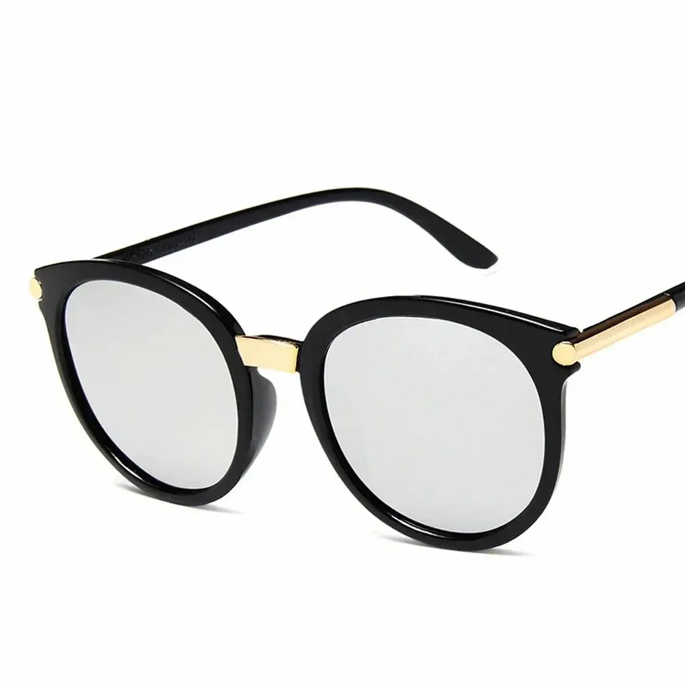 Celeste Black Round Frame Sunglasses  Stylish UV Womens Eyewear for Summer