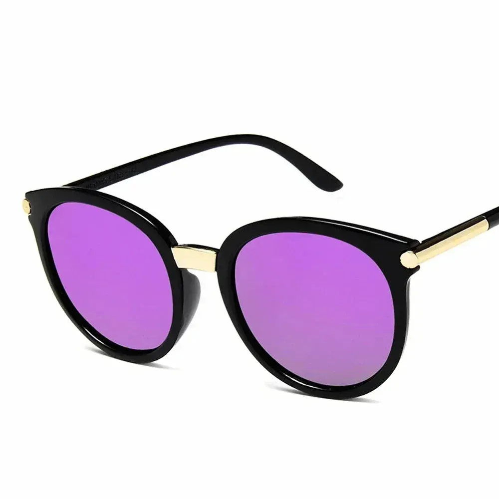 Celeste Black Round Frame Sunglasses  Stylish UV Womens Eyewear for Summer