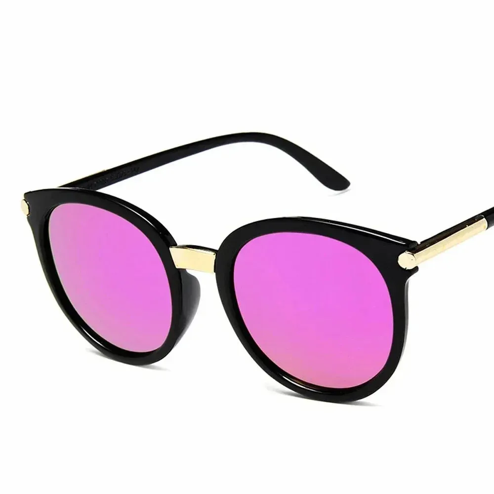Celeste Black Round Frame Sunglasses  Stylish UV Womens Eyewear for Summer