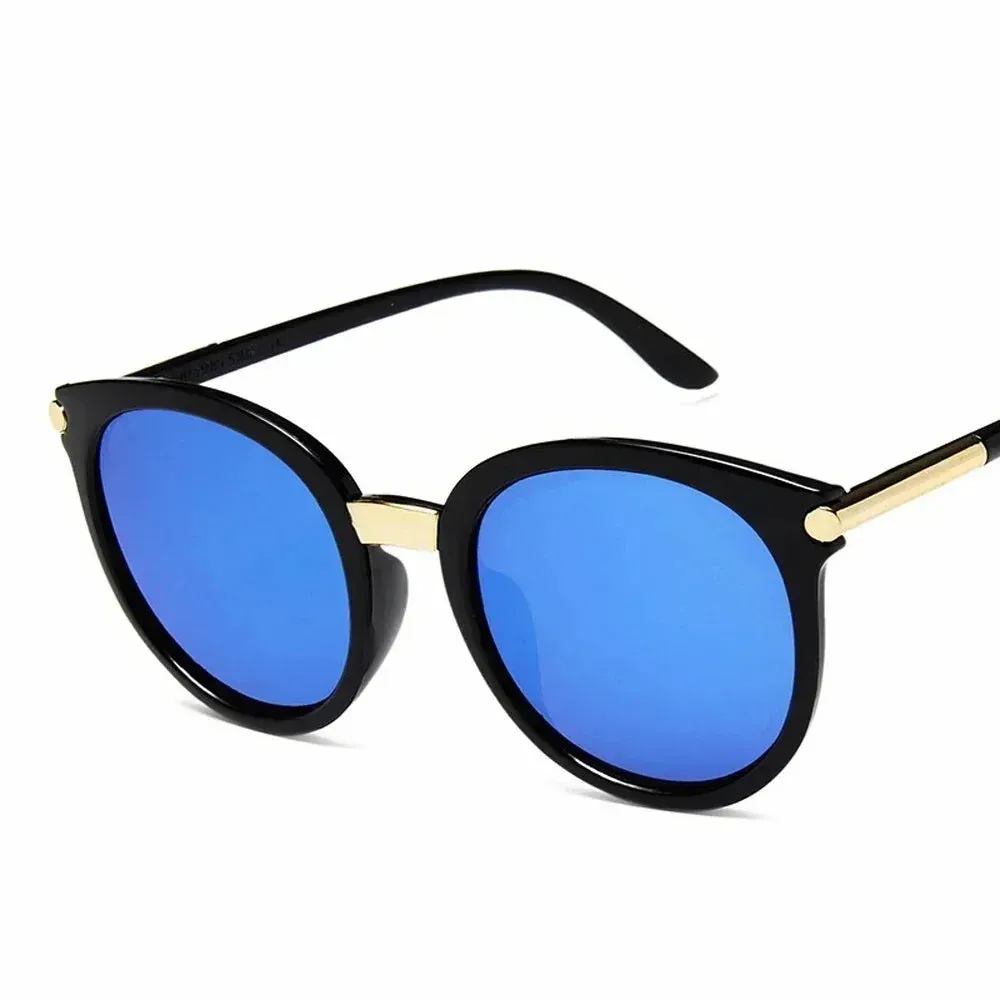 Celeste Black Round Frame Sunglasses  Stylish UV Womens Eyewear for Summer
