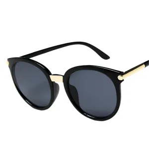 Celeste Black Round Frame Sunglasses  Stylish UV Womens Eyewear for Summer