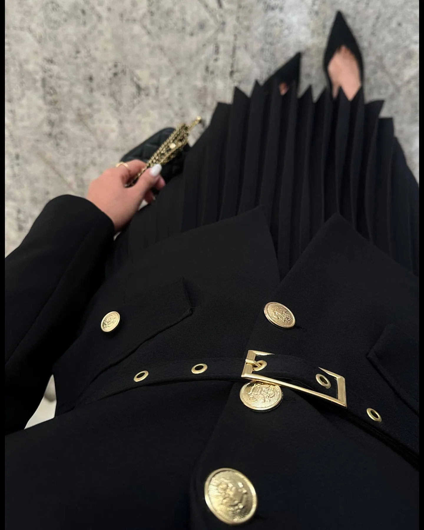 EMILIE - Chic Belted Blazer & Pleated Skirt Set