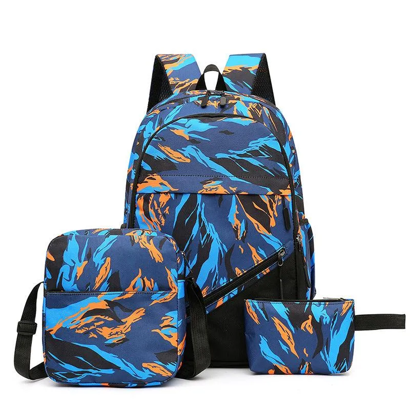 Fashion Personality Canvas Camouflage Multi-pocket Backpack