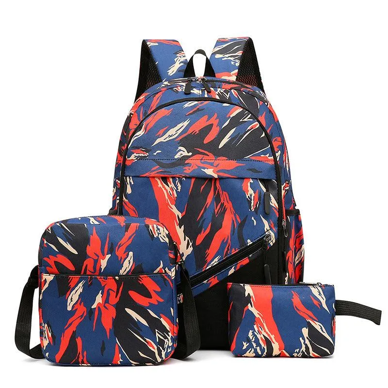 Fashion Personality Canvas Camouflage Multi-pocket Backpack