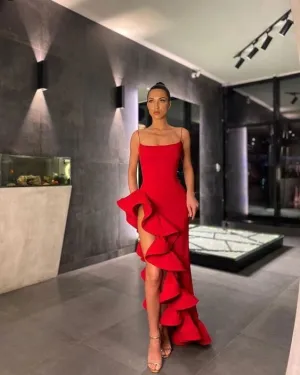 Luolandi Chic Mermaid Red Prom Dress Charming Evening Party Dress Formal Dress