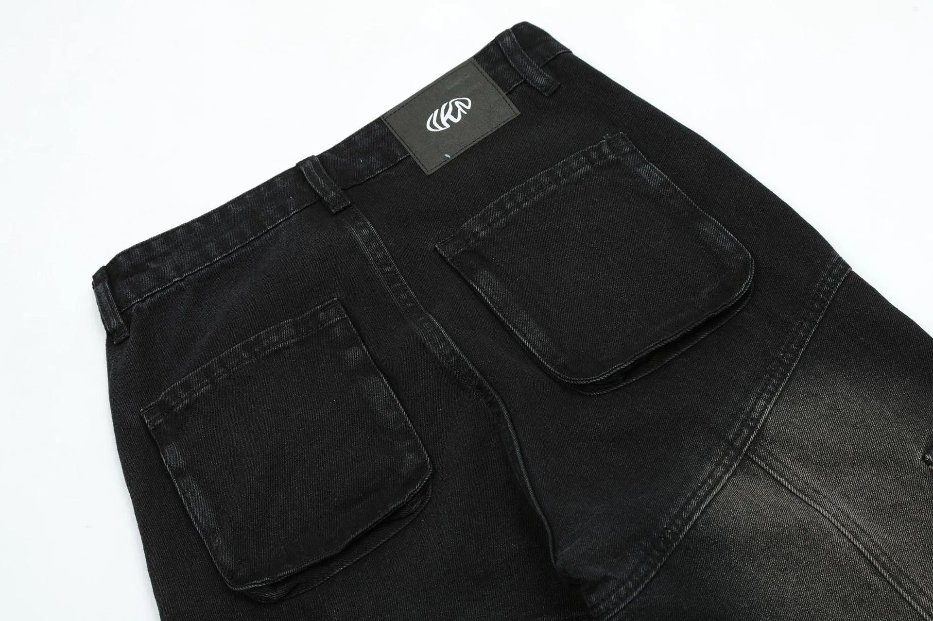 Men's Solid Color Multi-pocket Cargo Jeans