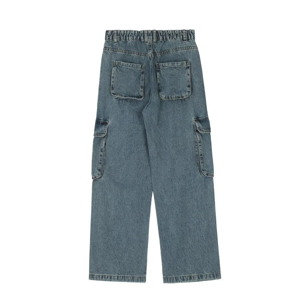 Men's Solid Color Multi-pocket Cargo Jeans