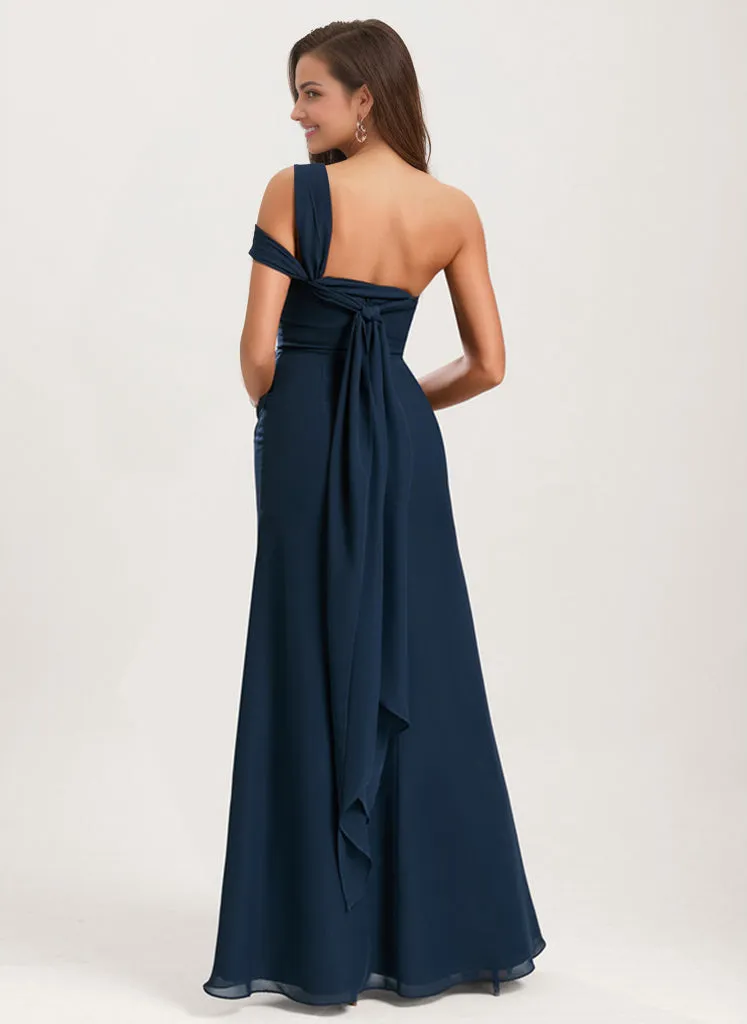 Mermaid Infinity V-Neck Chiffon Bridesmaid Dress With Ruffle