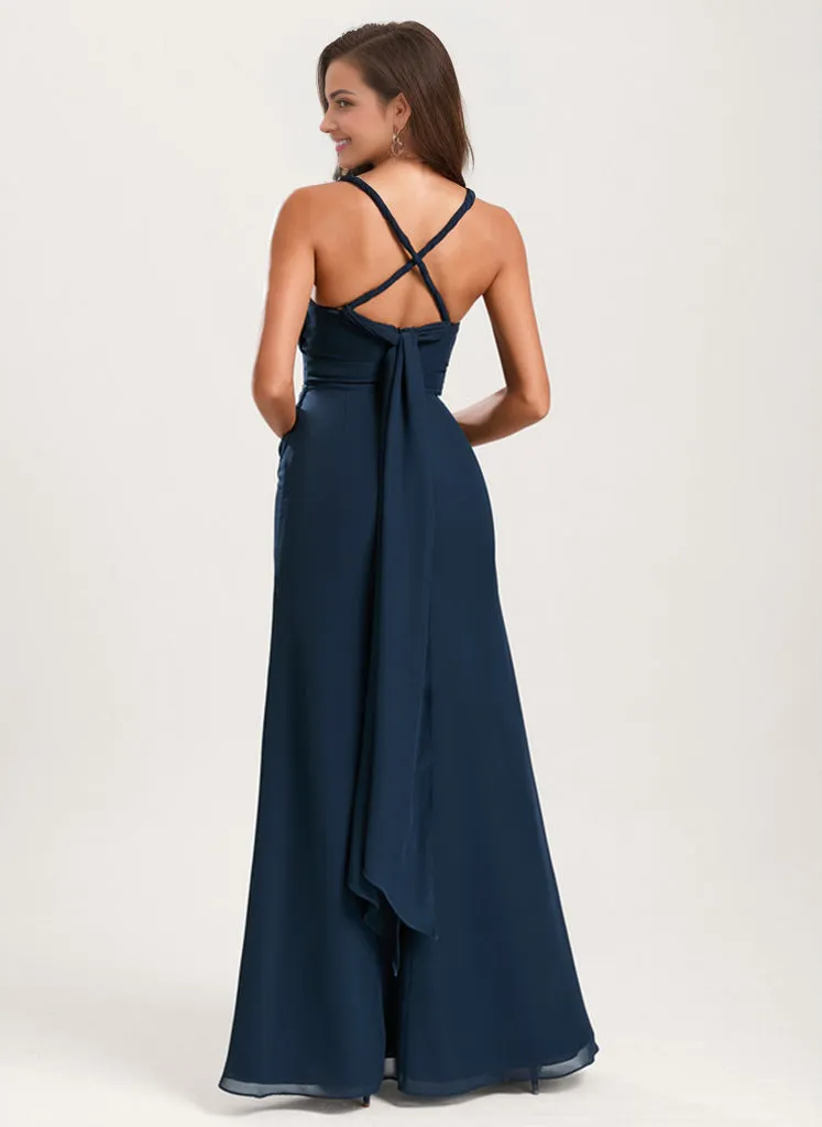 Mermaid Infinity V-Neck Chiffon Bridesmaid Dress With Ruffle
