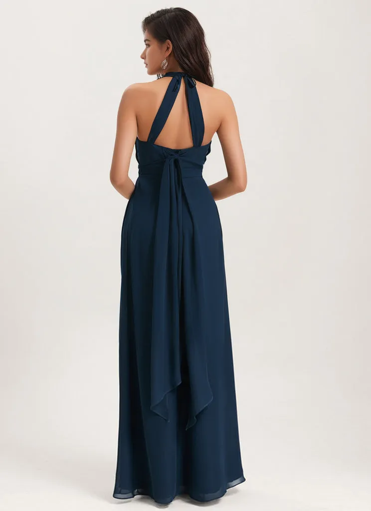 Mermaid Infinity V-Neck Chiffon Bridesmaid Dress With Ruffle