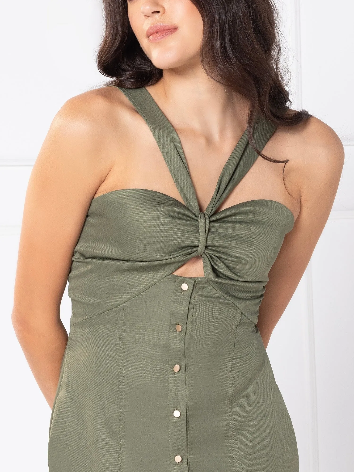 Olive Elegance Chic Midi Dress