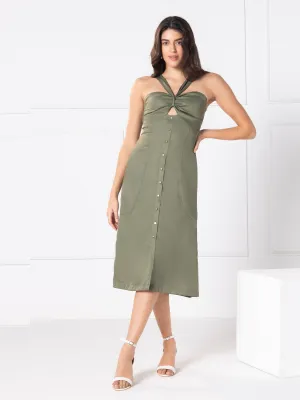 Olive Elegance Chic Midi Dress