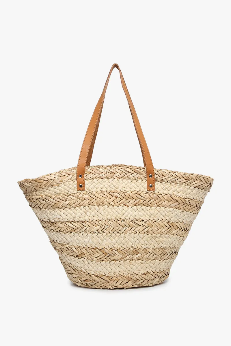 sally seagrass two-toned striped tote
