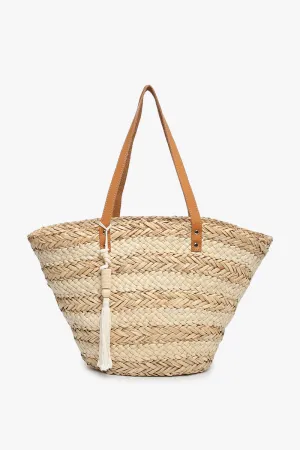 sally seagrass two-toned striped tote