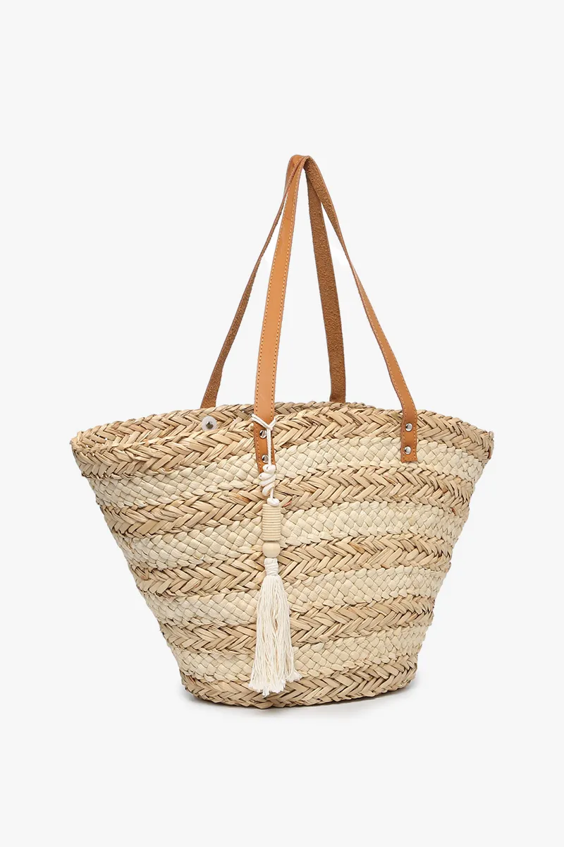 sally seagrass two-toned striped tote