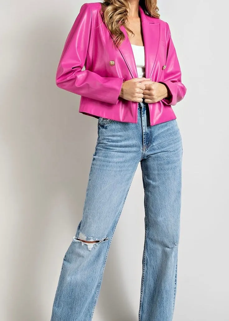 The Tori Faux Leather Cropped Moto Jacket