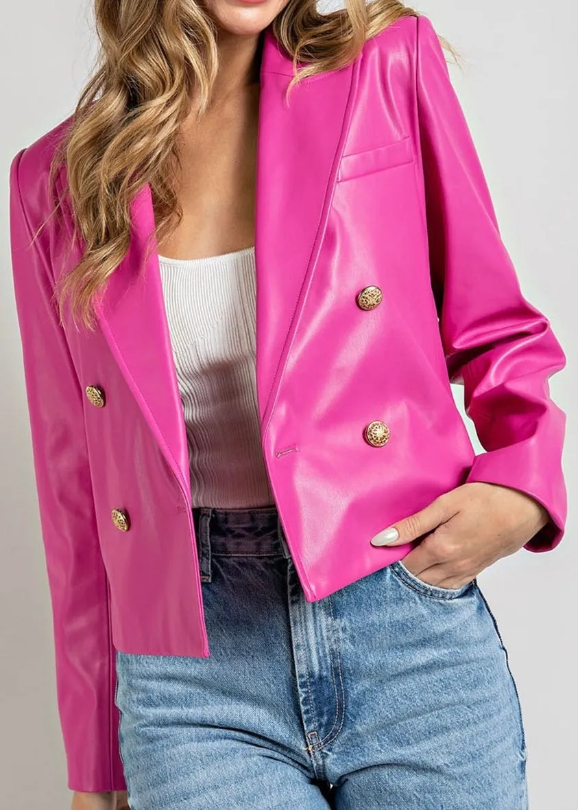 The Tori Faux Leather Cropped Moto Jacket