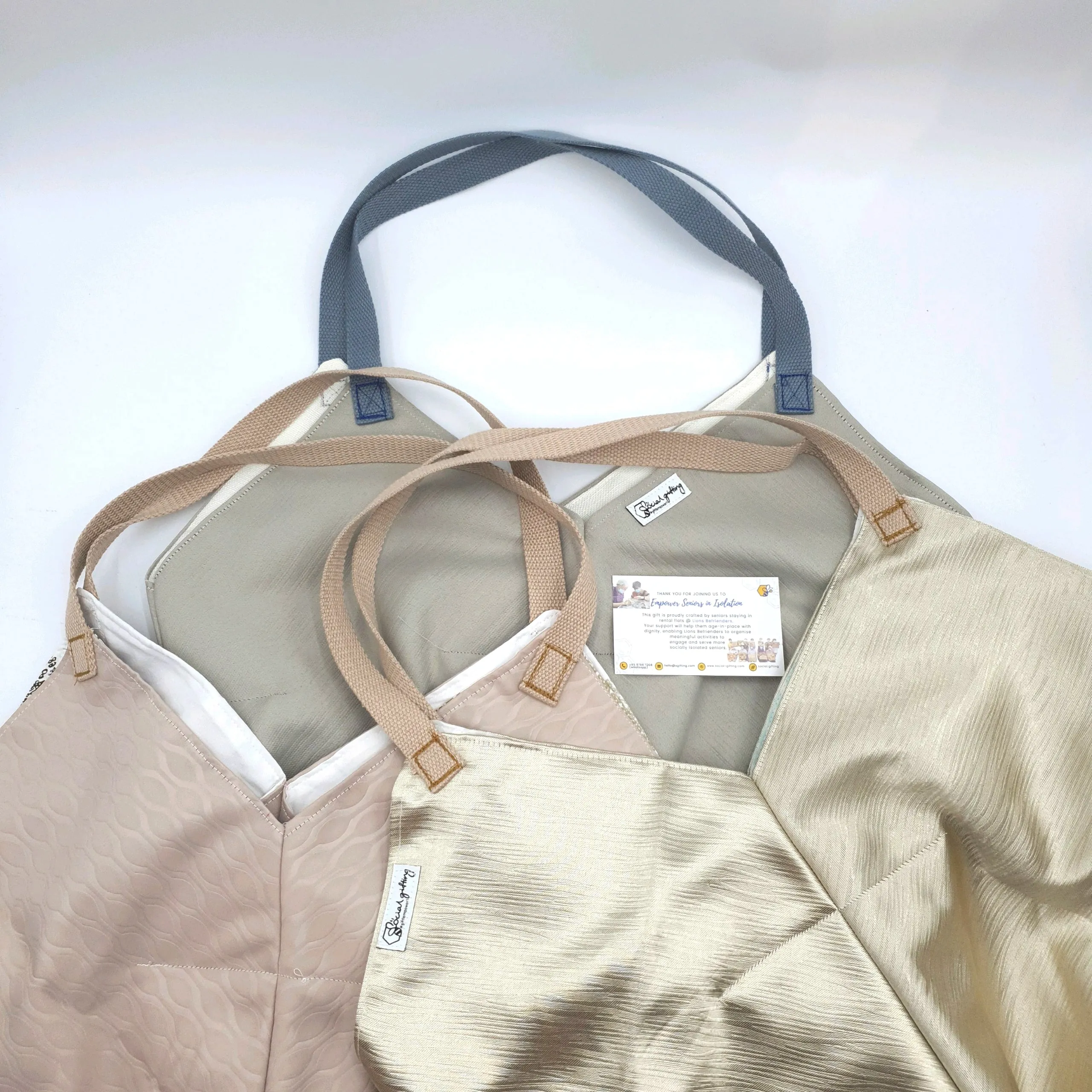Upcycled Fabric V-Shaped Tote Bag
