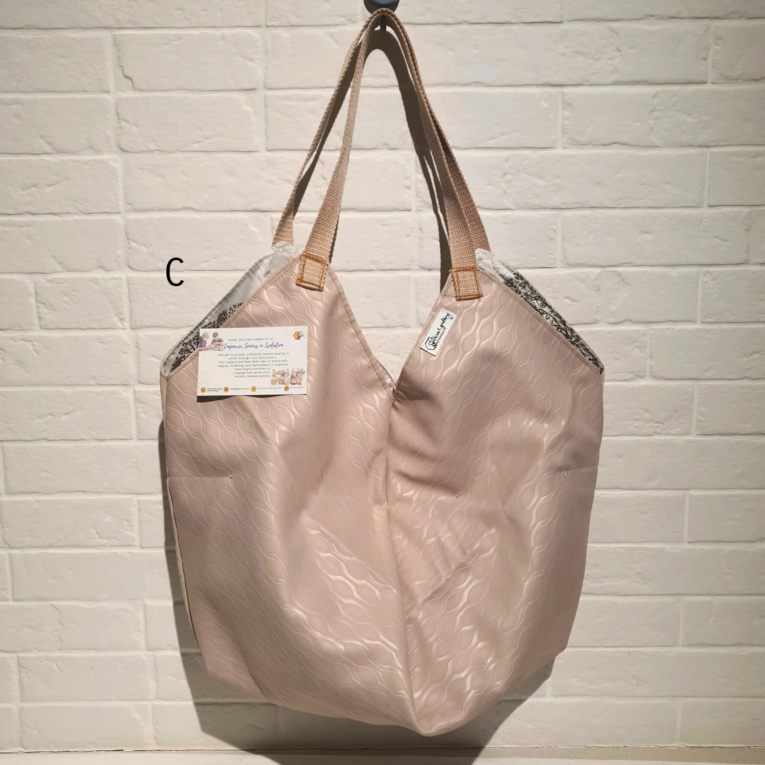Upcycled Fabric V-Shaped Tote Bag